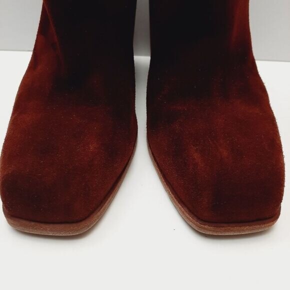 NOW Made in Italy Suede Slip-On Ankle Boot Block Heel Maroon Wine Red Sz Euro 40 - Picture 6 of 16